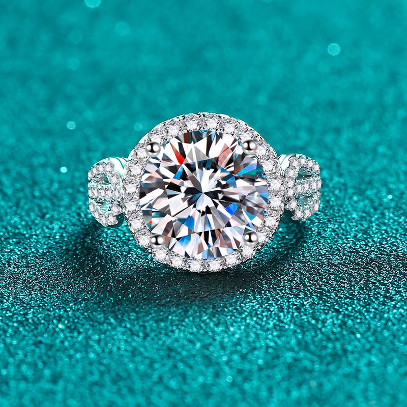 CODERIA GRA-Bague Moissanite en Argent Sterling 925, 5 Carat, Bijoux de Luxe à la Mode pour Femme