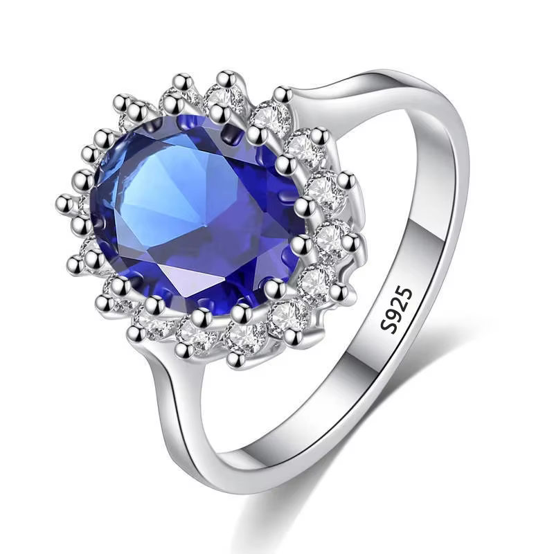 Bague de fiançailles en argent et saphir Carat, bijoux de luxe de haute qualité à la mode européenne