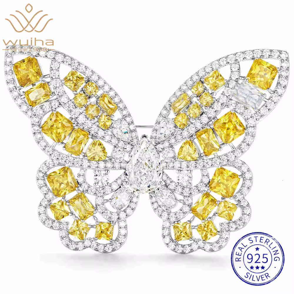 WUIHA luxe 925 en argent Sterling saphir Citrine diamants à haute teneur en carbone pierres précieus