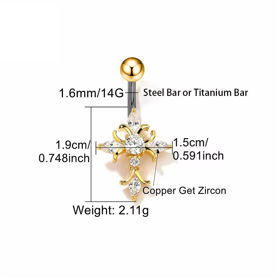 Piercing de nombril croix gothique, bijoux en titane 6-16mm, barbell pour hommes et femmes, accessoi