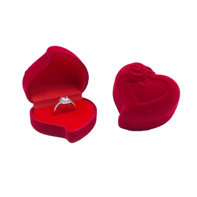 Boîte à bagues de mariage de luxe en forme de cœur, présentoir de bijoux, boîte de rangement de fian