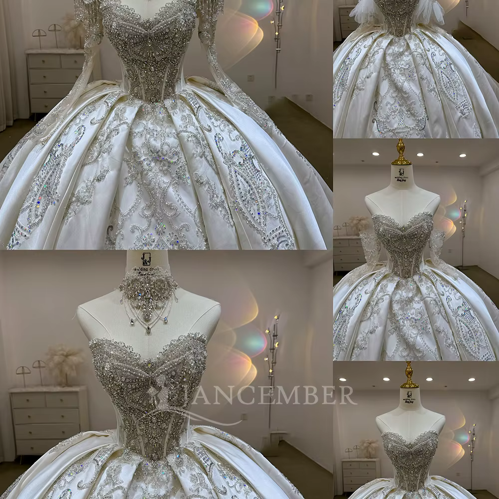 Robe de mariée Convertible 2 en 1 Satin élégant personnalisé personnalisé à la main toute robe de ba