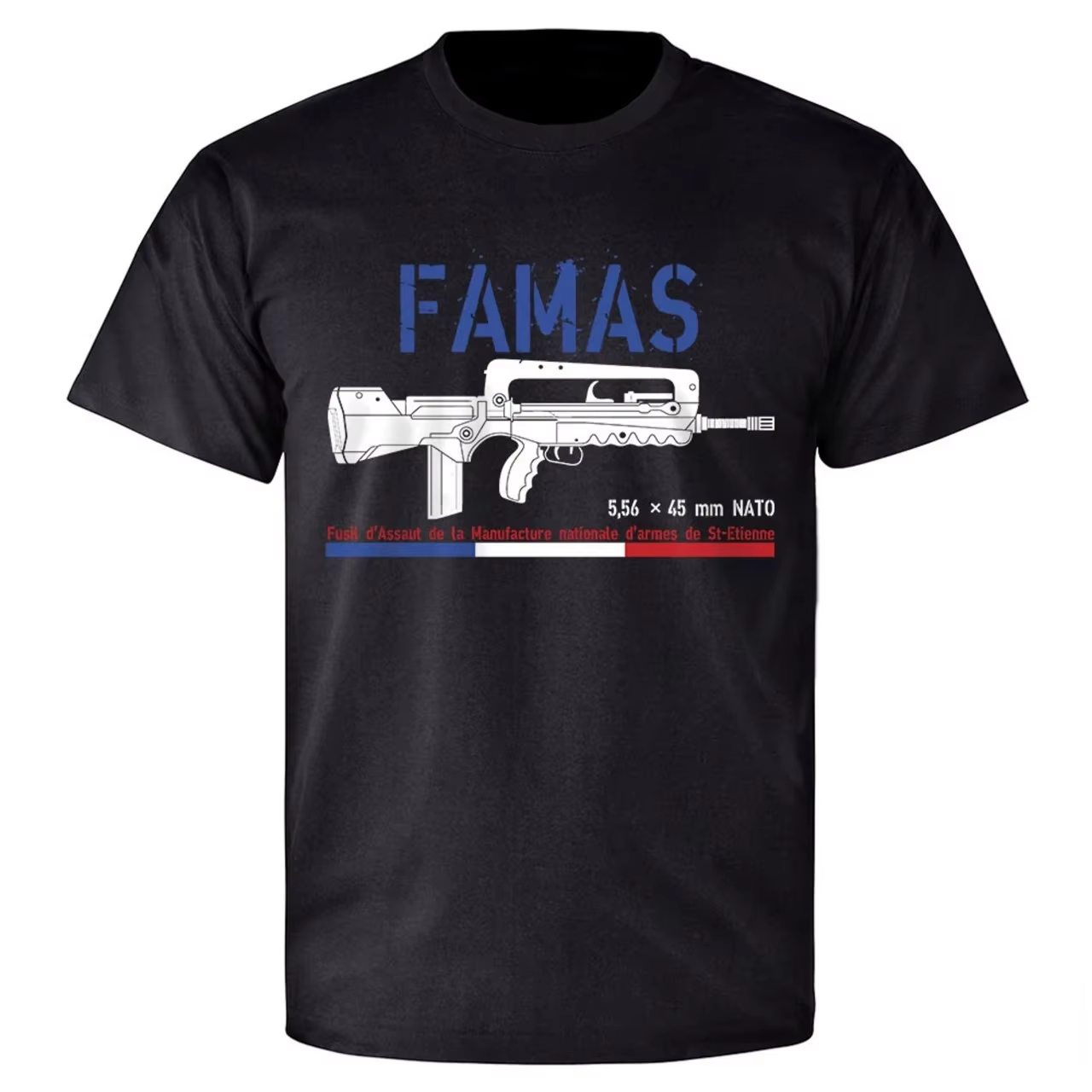 France FAMAS AsssomRifle T-Shirt, T-shirt T-shirt à manches courtes en coton de qualité supérieure O
