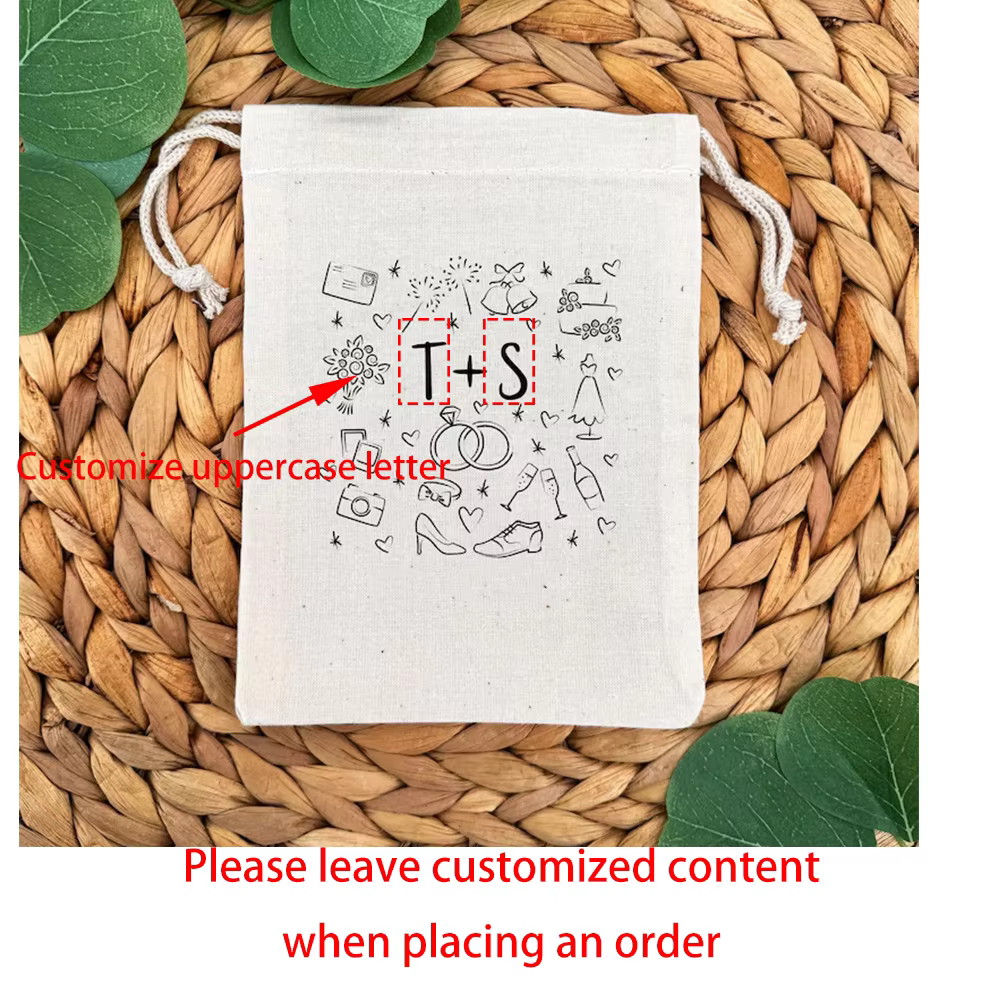 Sacs cadeaux de mariage personnalisés pour invités, 5 pièces, Mini fourre-tout à cordon de serrage, 