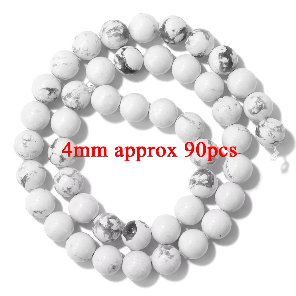 Perle de pierre d'énergie Howlite naturelle, Turquoise blanc, perle de pierre de guérison pour la Re