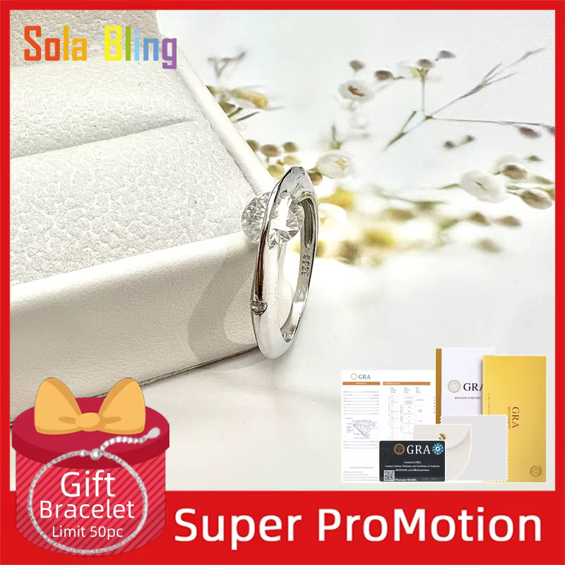 Sola-Bling 100% Pass diamant testeur Moissanite bague 925 bagues en argent Sterling pour les femmes 