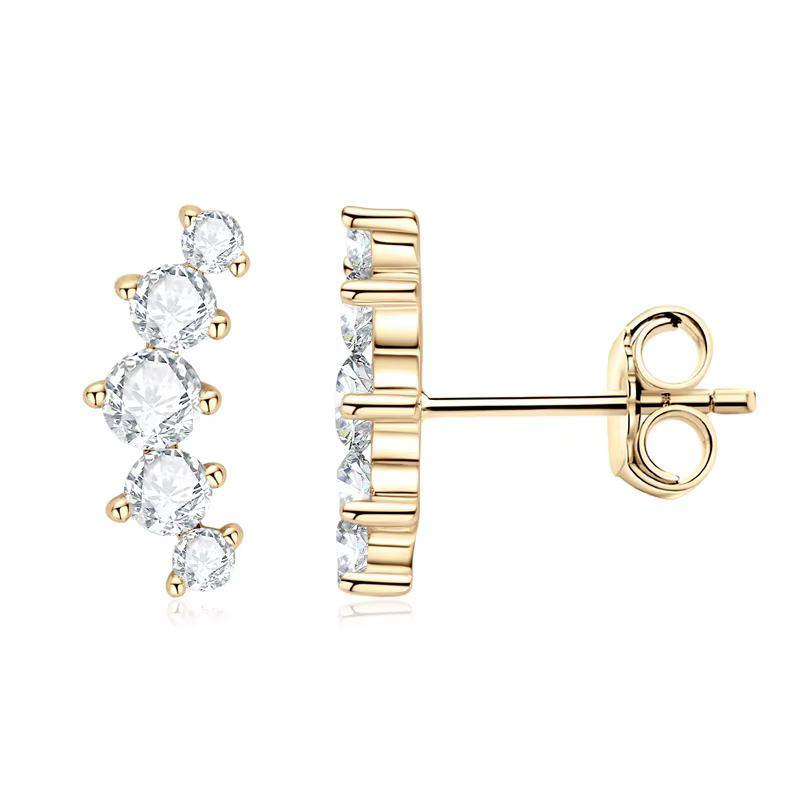 IOGOU D couleur Moissanite bijoux plaqué or jaune boucles d'oreilles sur chenilles pour femmes 925 a