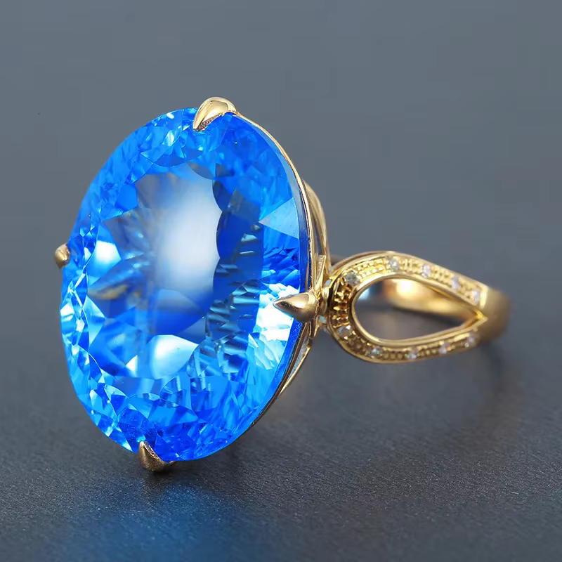 Bague en or 14K pour femmes, bijoux fins en saphir, boîte Anel De pierres précieuses, alliances De m
