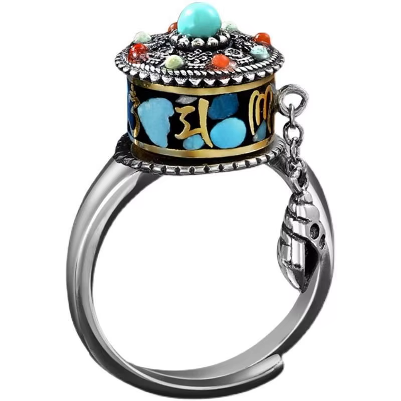 Bague Mantra Vintage Six Rick Great Bright pour hommes et femmes, bijoux de bénédiction, roue rotati