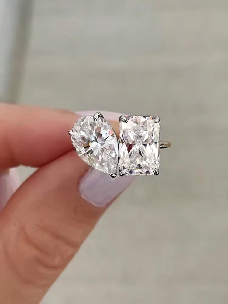 Bague carrée en argent Sterling 925 pour femmes, anneau en Zircon scintillant, goutte d'eau, fiançai