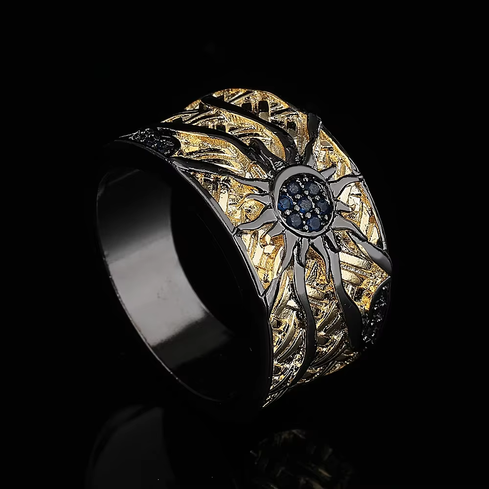 Bague Vintage pour femmes, bijoux créatifs en or noir en forme d'étoile et de lune, cadeau d'anniver