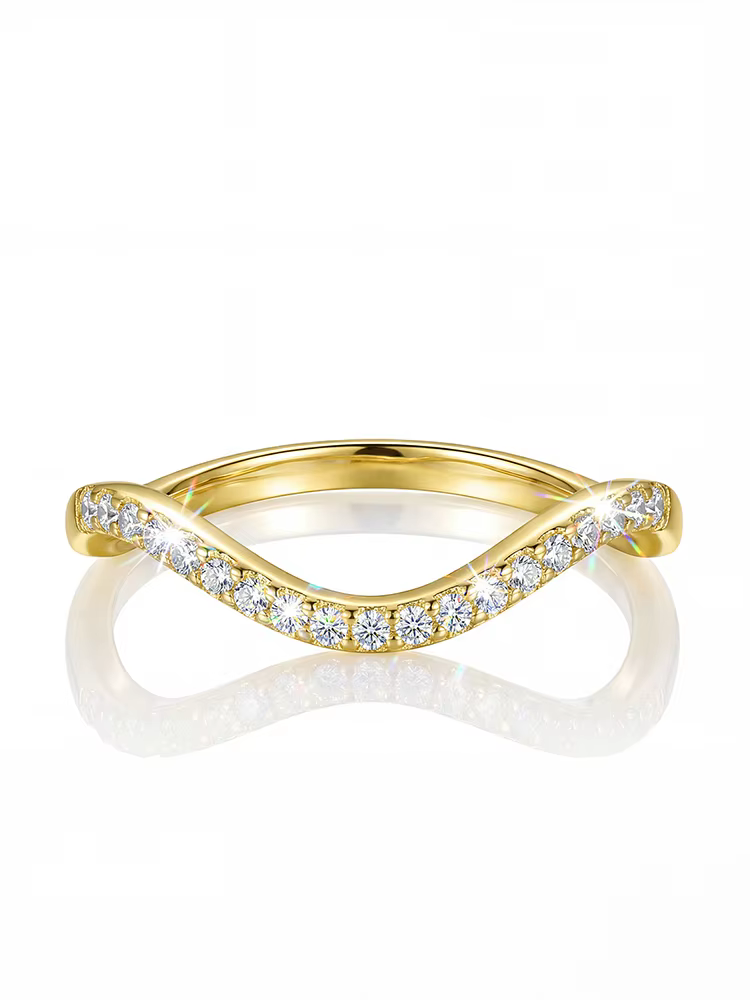 Bague en diamant moissanite classique Simplicity Ripple pour femmes, en argent sterling 925, bijoux 