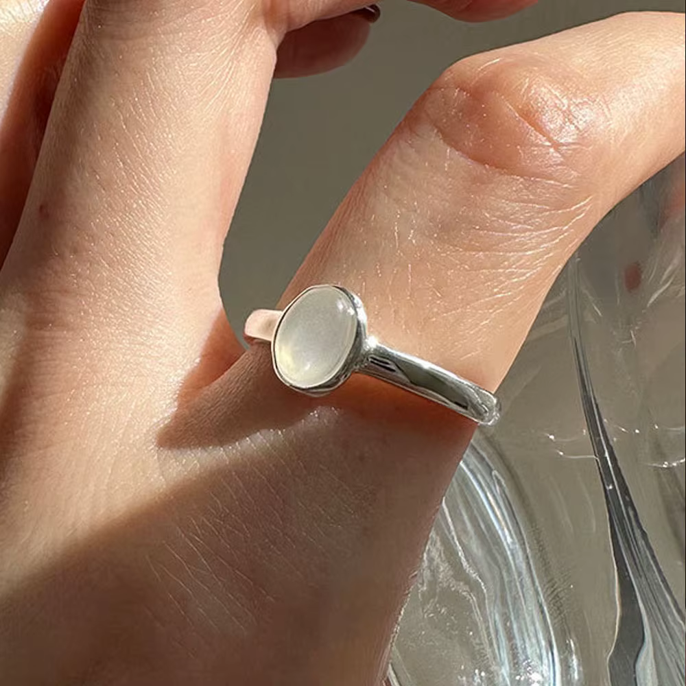 Bagues en argent Sterling 925 pour femmes, Simple, Vintage, fait à la main, réglable, large pierre, 