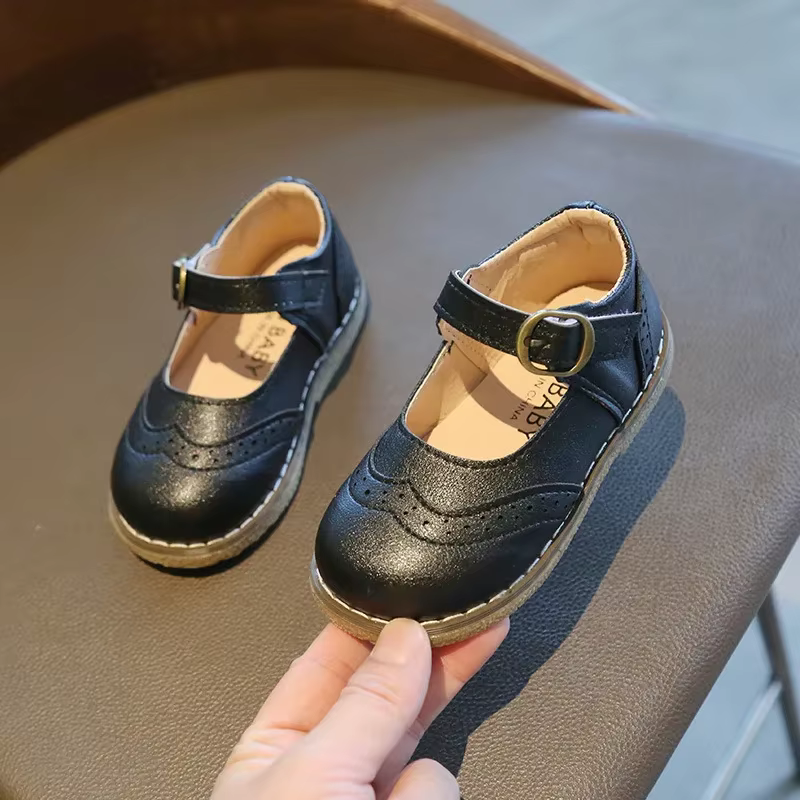 Chaussures de Cérémonie Formelles pour Enfants Filles – Chaussures Princesse en Cuir Noir, Blanc, Ro