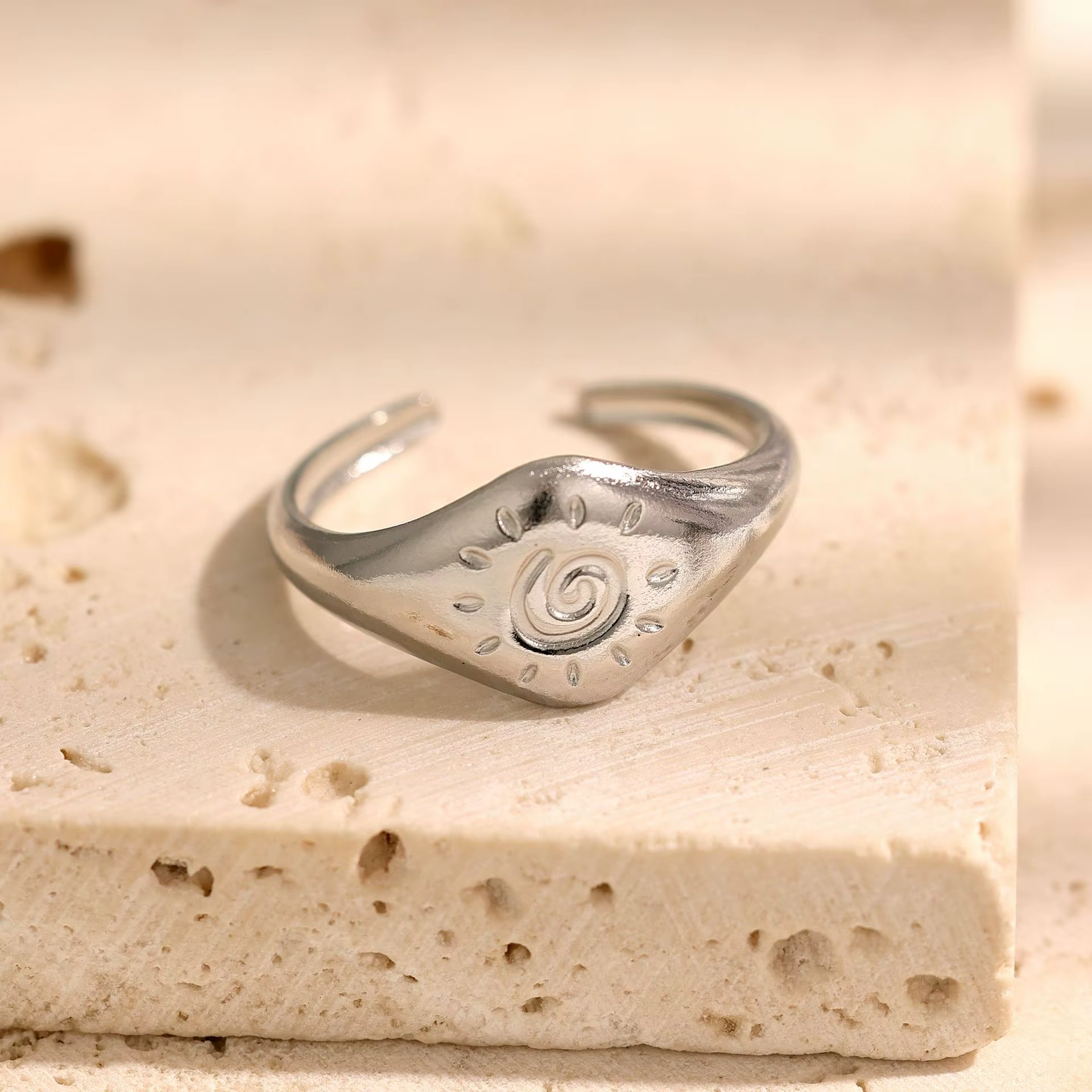 Bagues lisses rétro en acier inoxydable pour femmes et hommes, bague ouverte géométrique irrégulière