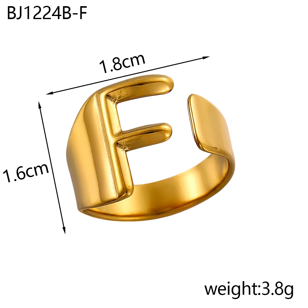 Bague ouverte réglable avec lettre initiale plaquée A à Z, bijoux Alphabet couleur or pour femmes et