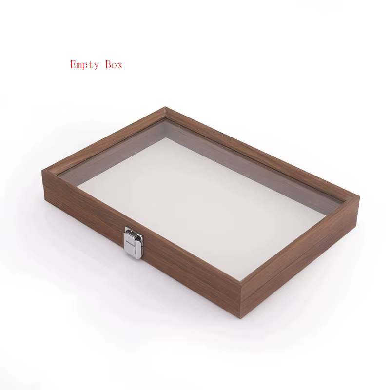 Boîte à bijoux Graining avec couvercle en verre, rangement pour bagues, boucles d'oreilles, bracelet