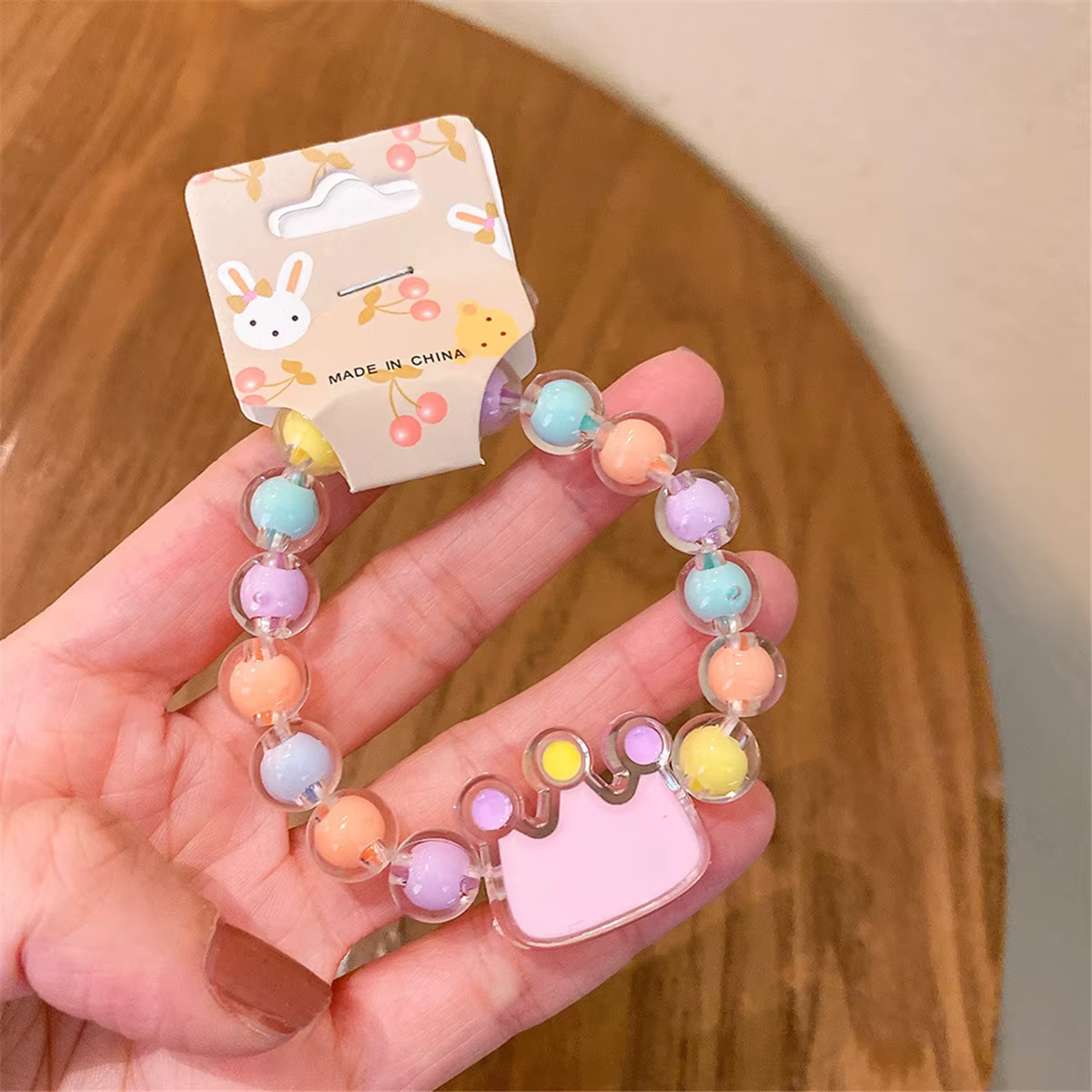 Bracelet de perles pendentif mignon pour enfants, bracelet porte-bonheur de dessin animé, bijoux pou