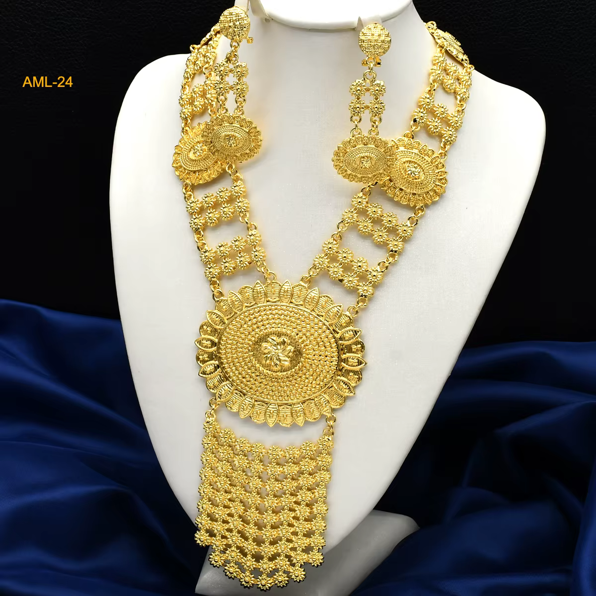 ANIID – ensemble collier et boucles d'oreilles à breloques couleur or 24 carats, mode indienne, ense