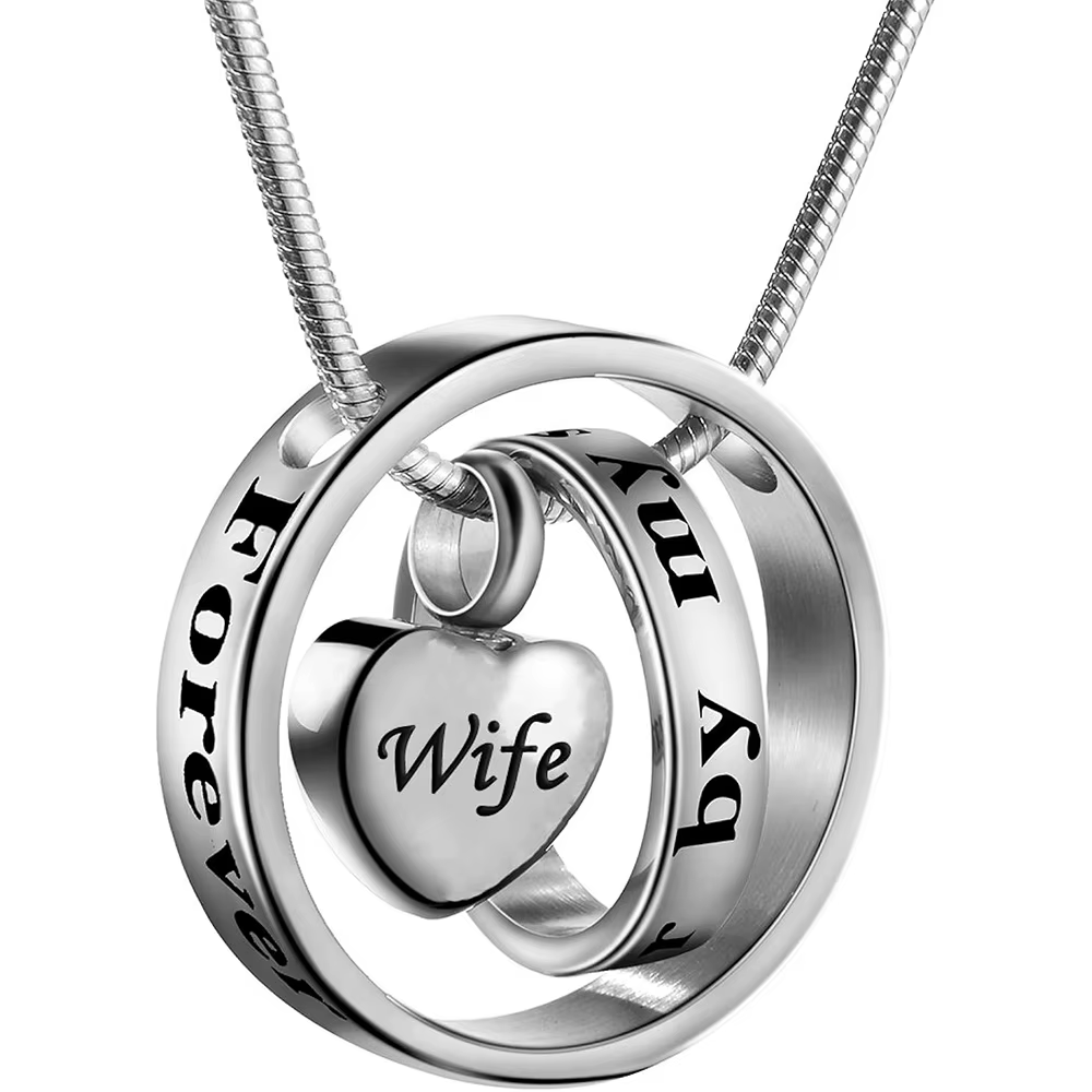 Collier pendentif urne à double anneau pour femme, bijoux de crémation, Keepplex, mémorial des cendr