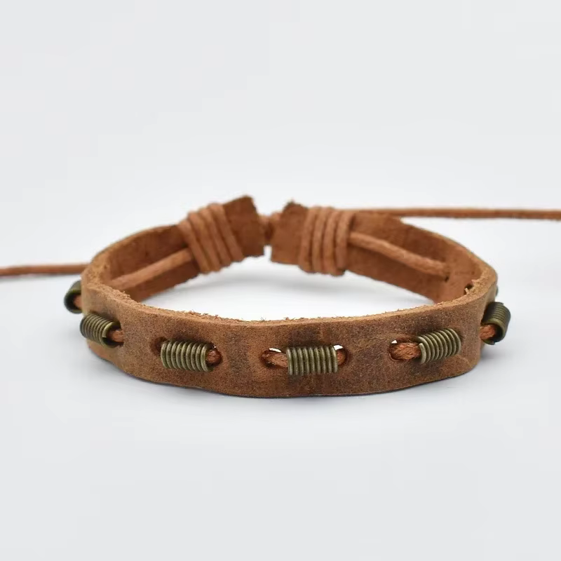 Bracelets magnétiques en cuir véritable pour hommes, design de marque, bijoux à la mode, accessoires