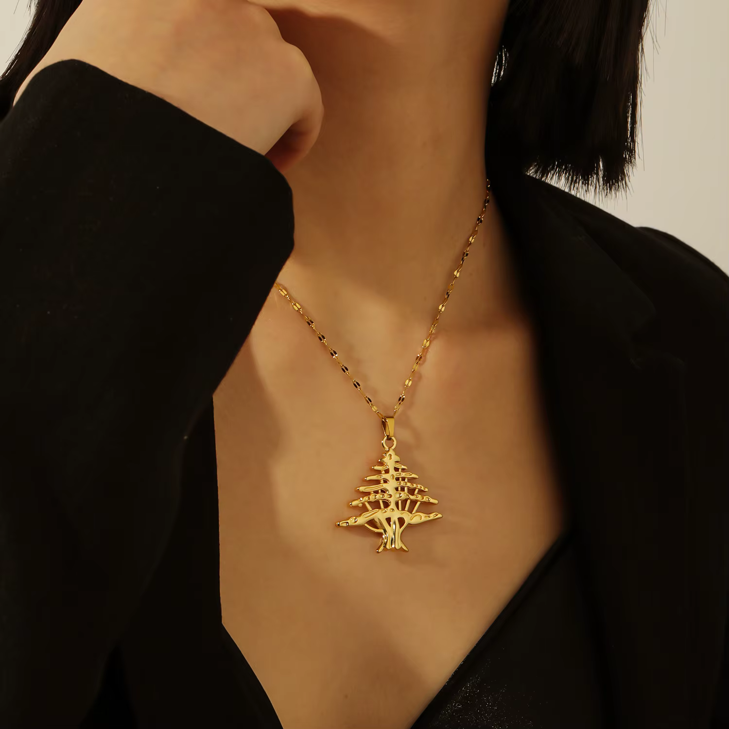 Qitian – bijoux en cèdre libanais, arbre de cèdre du liban, collier de noël pour femmes, Rite orient