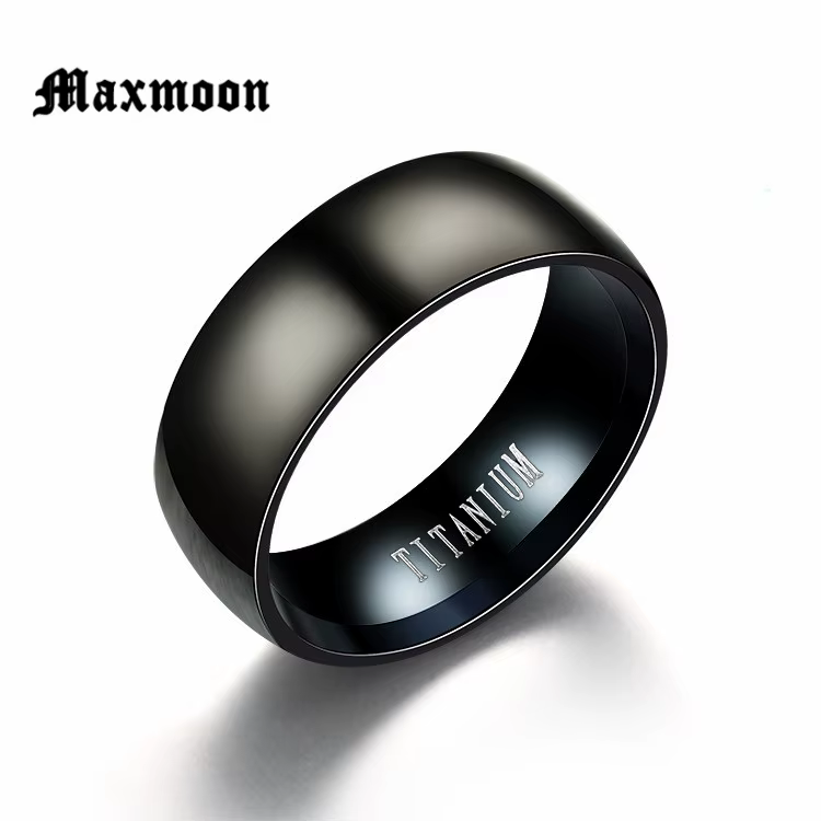 Maxmoon-Bague en Titane Noir pour Homme, Bijoux de Fiançailles Classiques, à la Mode, 256 Finis, pou
