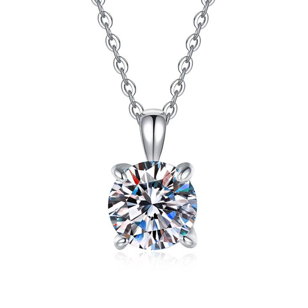 Mini Moissanite réel 925 en argent Sterling pendentif collier femme clavicule colliers bijoux de fêt