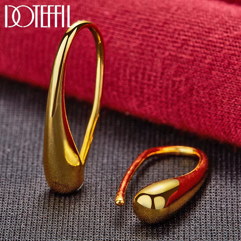 DOTEFFIL 18K or gouttelettes d'eau/gouttes de pluie boucles d'oreilles pour femme mariage fiançaille