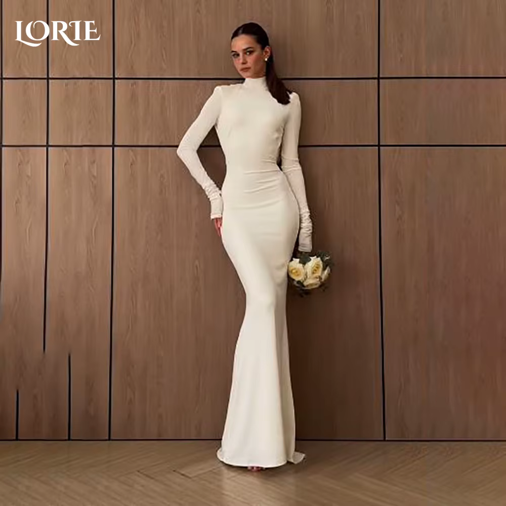 LORIE col haut a-ligne robe de mariée musulmane à manches longues Corset robe de mariée personnalisé