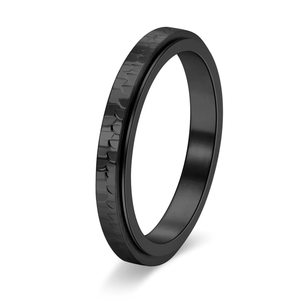 Bague de pinky rotative en acier inoxydable martelé 3MM pour femme, bijou minimaliste et délicat, ca