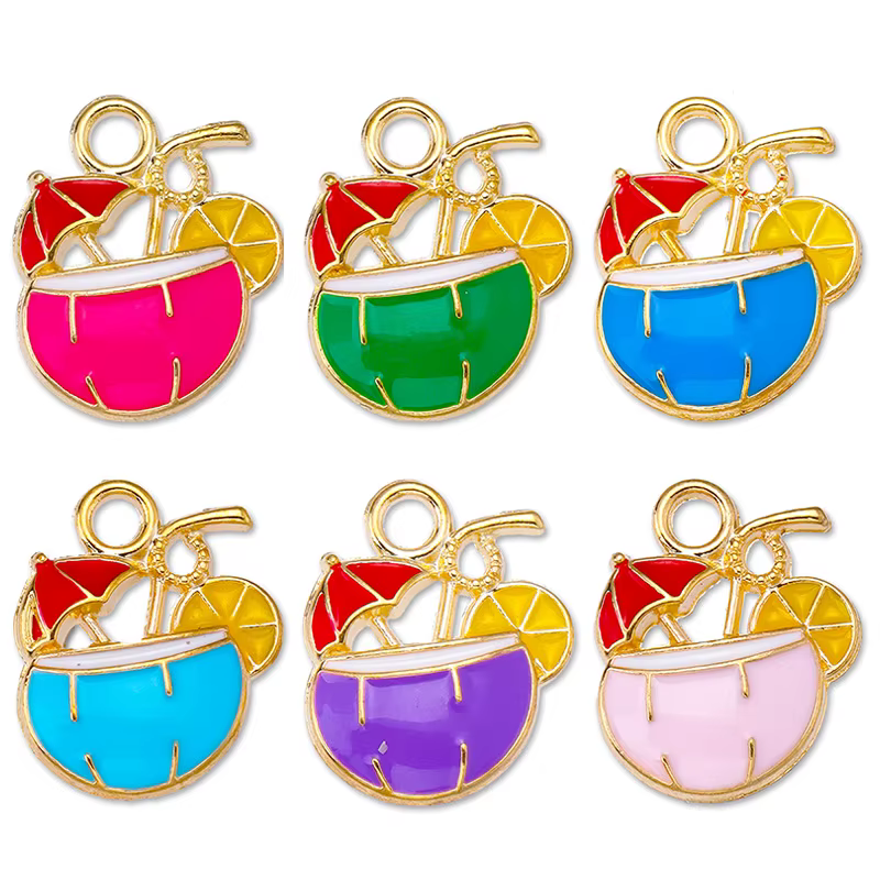 20 pièces belle boisson au citron lait thé jus émail pendentif à breloque pour femmes enfants Bracel