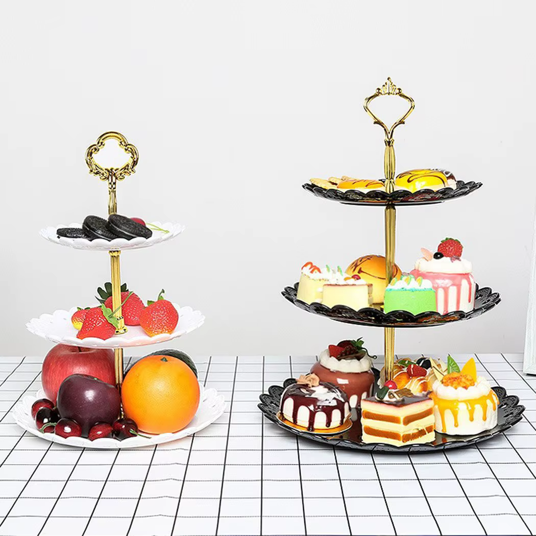 Support à gâteaux à 3 niveaux, assiette à fruits, plateau d'exposition, fête d'anniversaire, Dessert