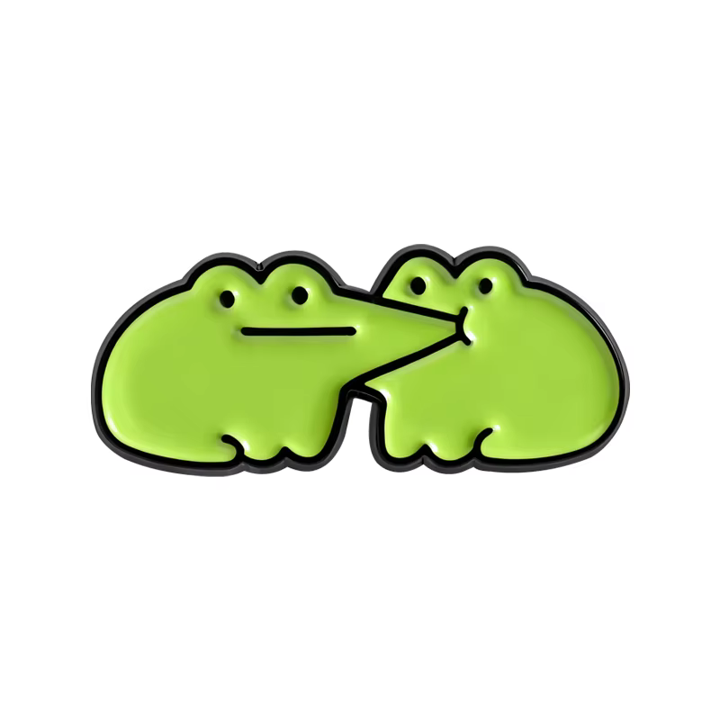 Broches en émail pour amoureux des grenouilles, adorables broches de baiser de grenouille de dessin 