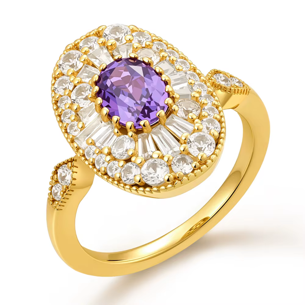 Wong Rain Vintage solide 925 en argent Sterling coupe ovale laboratoire violet saphir haute teneur e