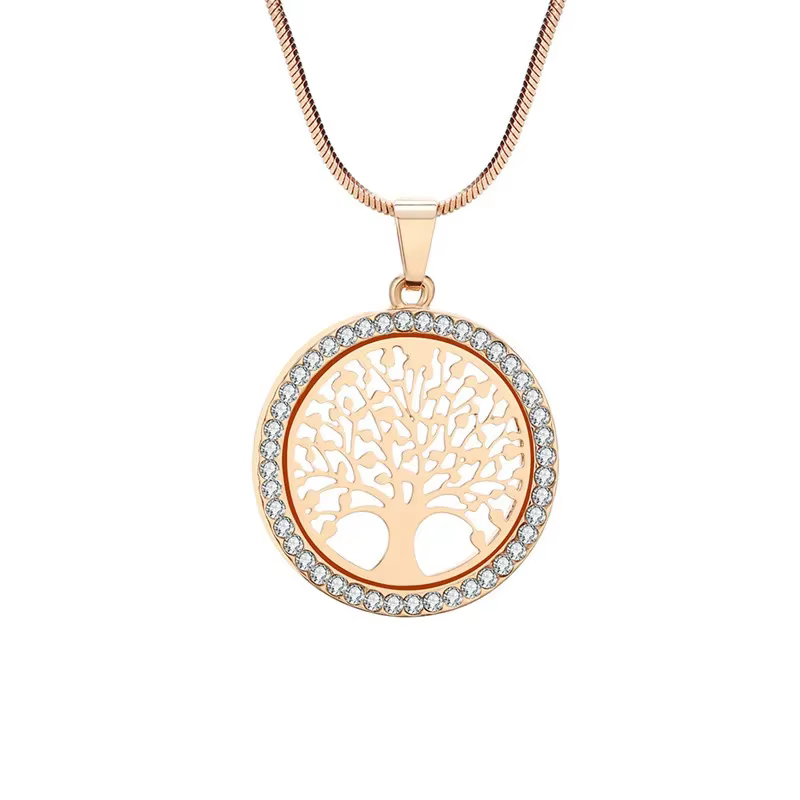 Nouveau cristal rond petit pendentif collier or argent élégant dame bijoux cadeau ventes directes