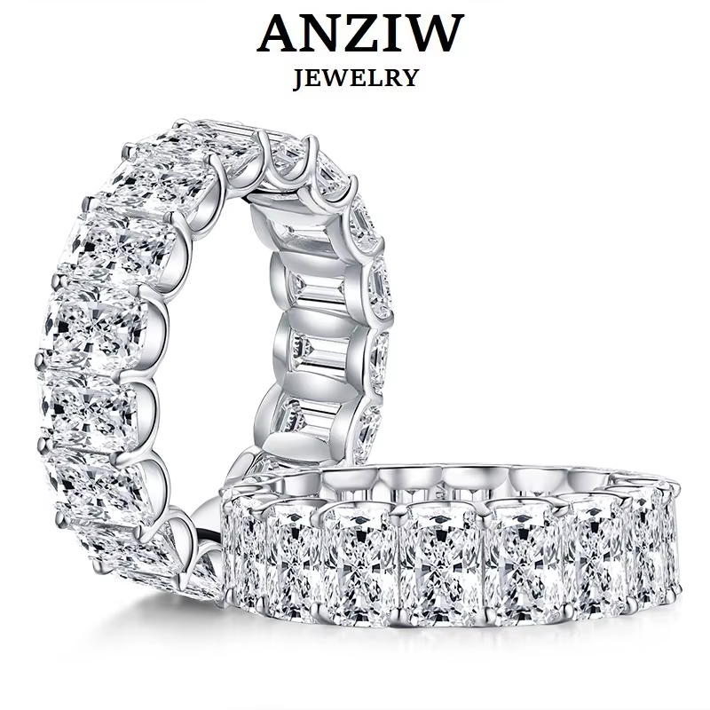Anziw-Bague de Fiançailles en Argent Sterling 925, 6x4mm, Coupe Radieuse, Dhydr-éternité, Diamant Si