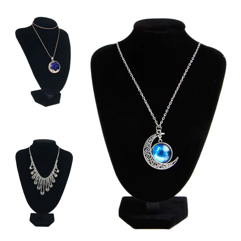 Présentoir à bijoux, support buste en présentoir colliers, support buste