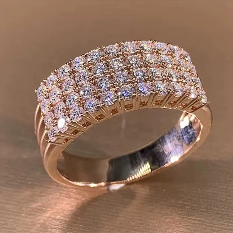 Huitan – magnifique bague couleur or Rose pour femme, bijoux de fête de fiançailles, de luxe, access