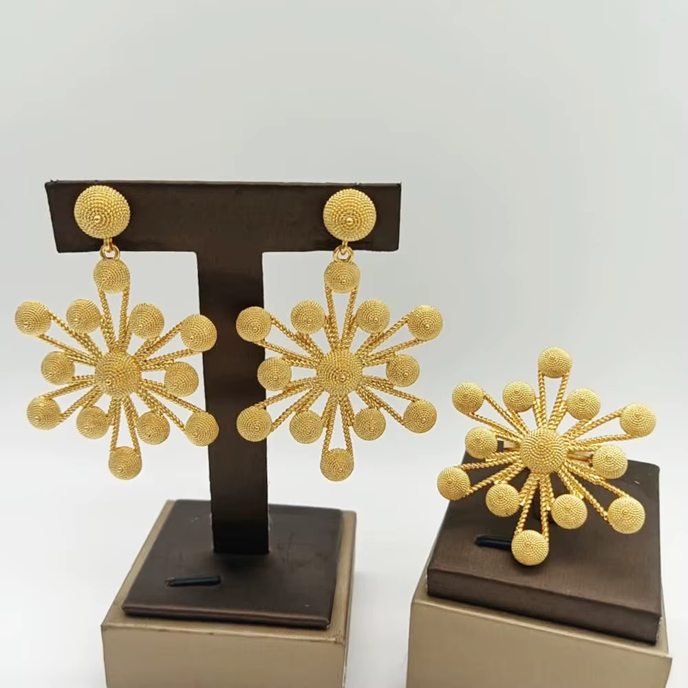 Ensemble de bijoux en cuivre plaqué or 18 carats pour femmes, boucles d'oreilles et matiques de mari