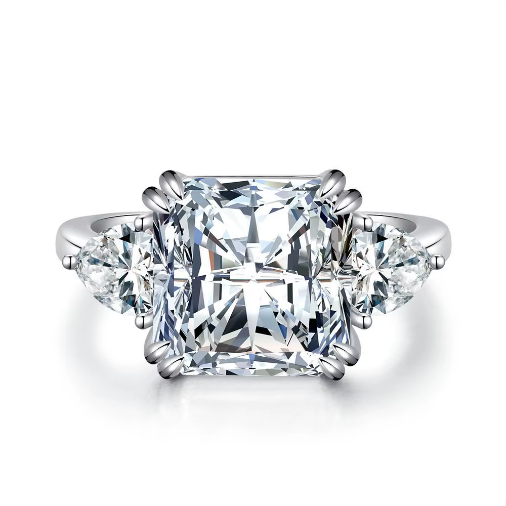 Wong Rain – bague vintage en argent Sterling 100% 925, saphir de laboratoire à coupe radieuse, diama