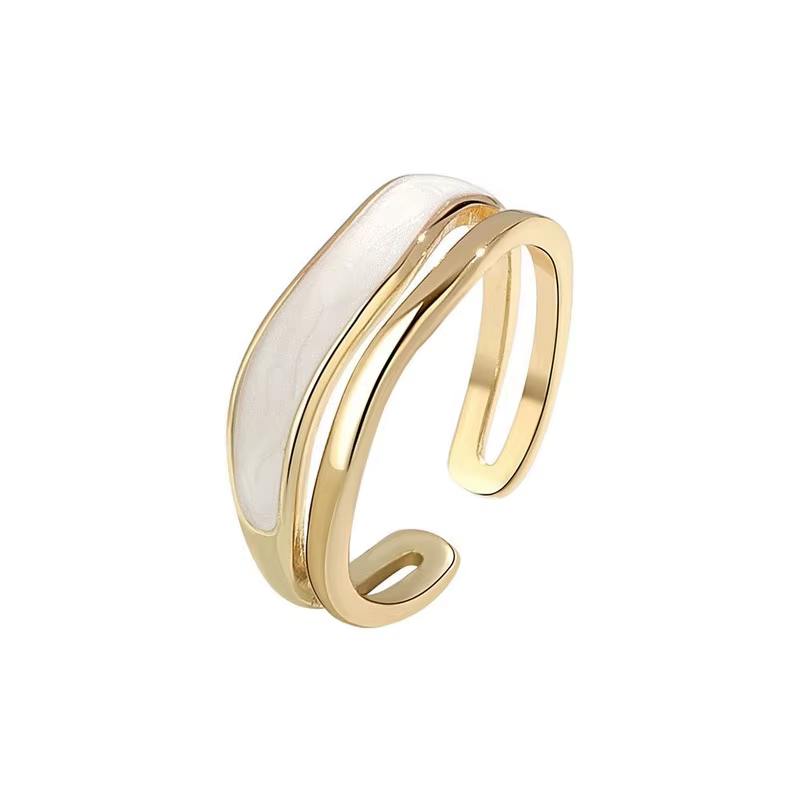 Bagues ouvertes Vintage couleur or pour femmes, Double goutte d'huile, bague de luxe réglable irrégu