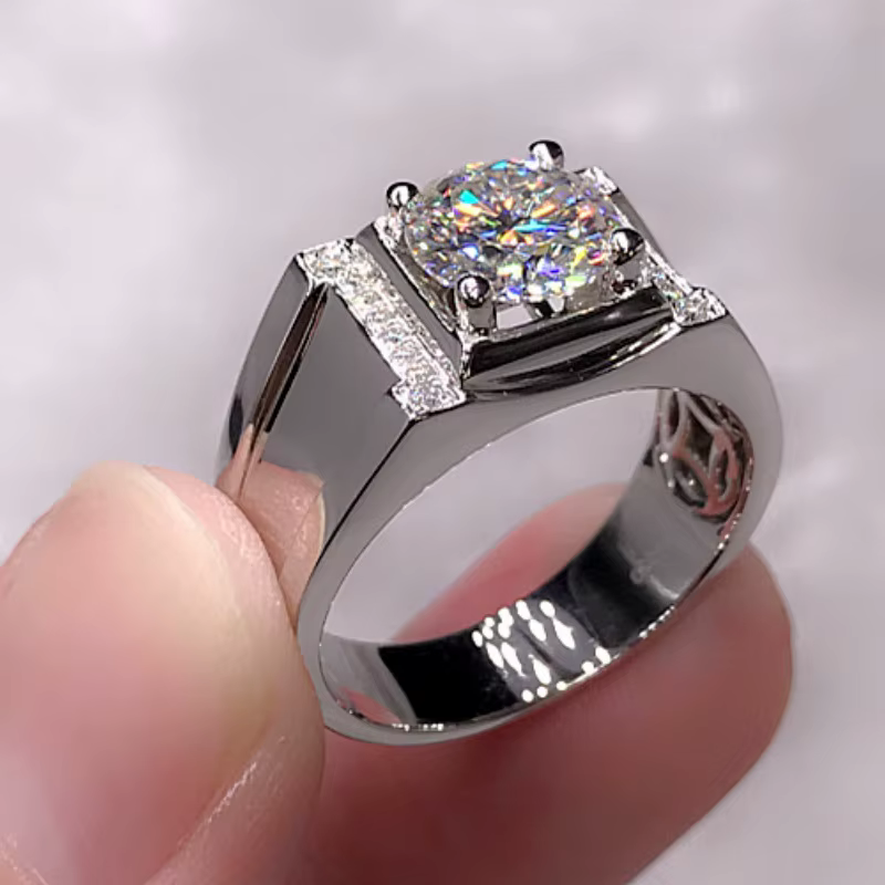 Buyee 925 en argent Sterling mâle bague de mariage lumière blanc Zircon bague pour homme de luxe mod