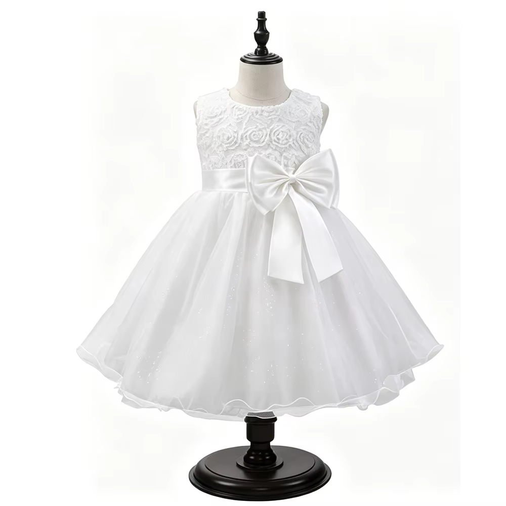 Robes blanches pour filles, robe de mariée pour enfant, robe élégante en tulle, costume de cérémonie