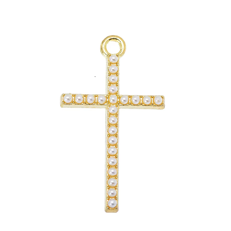 Peixin 10 pièces élégant croix breloques strass bijoux chrétiens pour la mode collier boucles d'orei