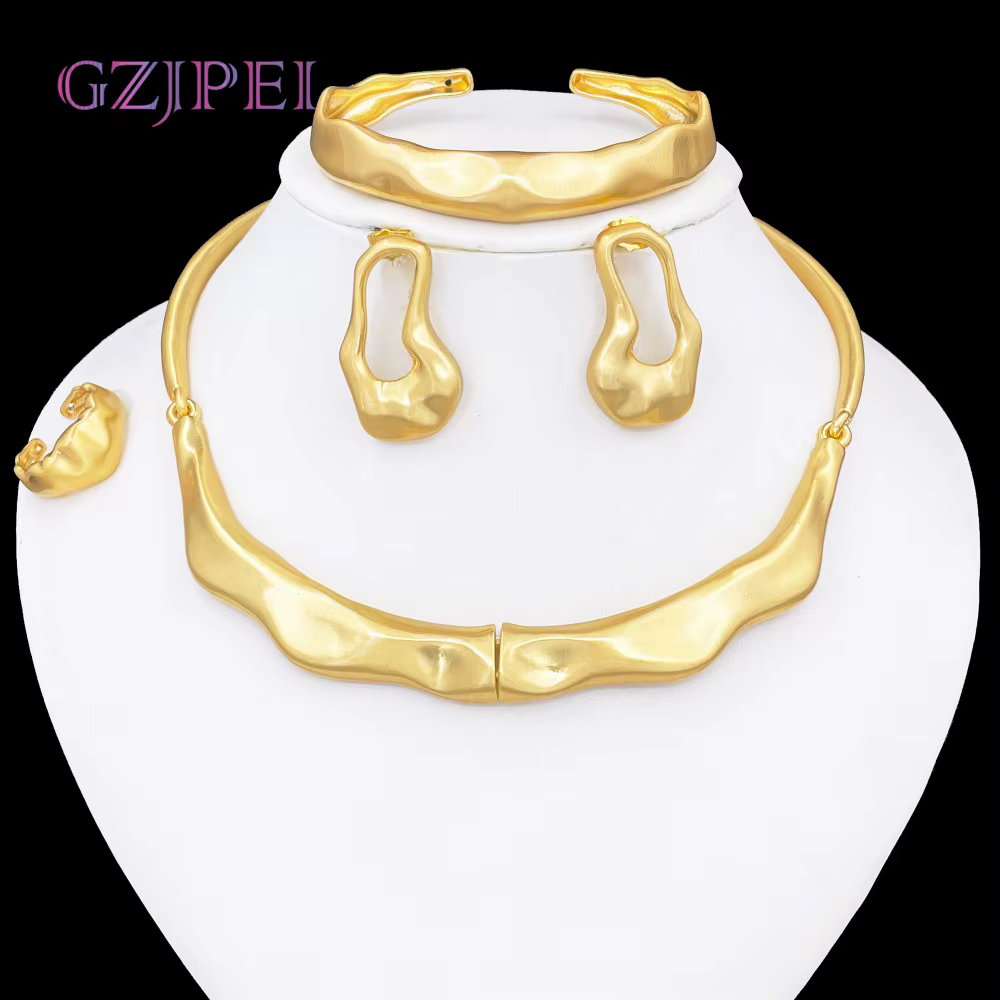 GZJPEI 2025 nouvelles femmes ensemble de bijoux de haute qualité collier irrégulier Bracelet grande 