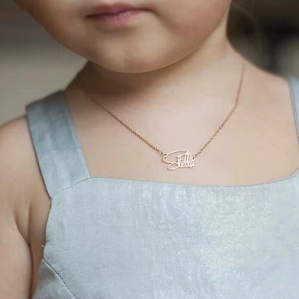 Collier personnalisé avec nom de bébé, couleur argent et or, bijoux mignons, exquis, cadeau pour la