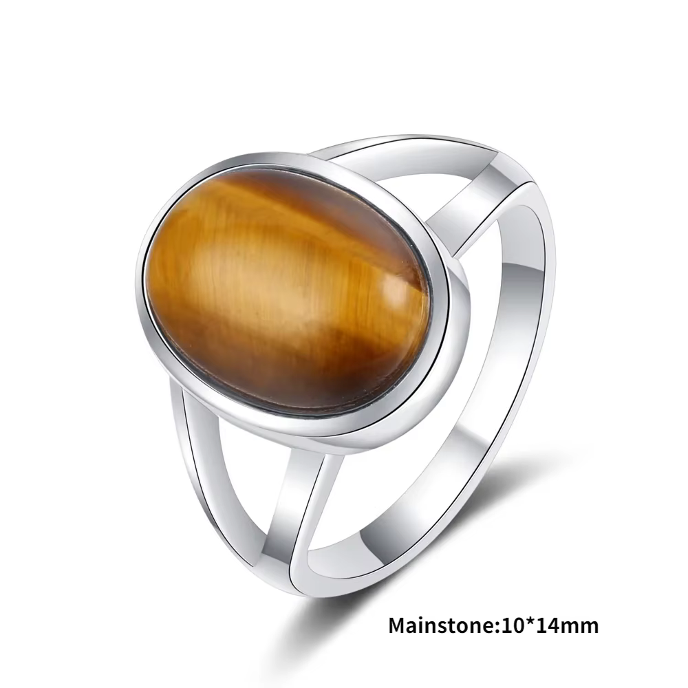 Bagues en pierre naturelle œil de tigre, bague vintage en argent pour femme, cadeaux raffinés pour m