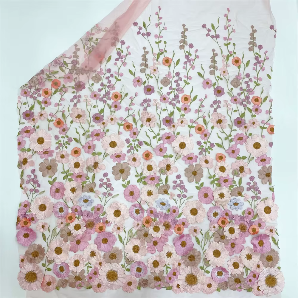 Cathy-Robes de mariée en tulle à col en V, broderie de fleurs 3D, robe éducative personnalisée, manc