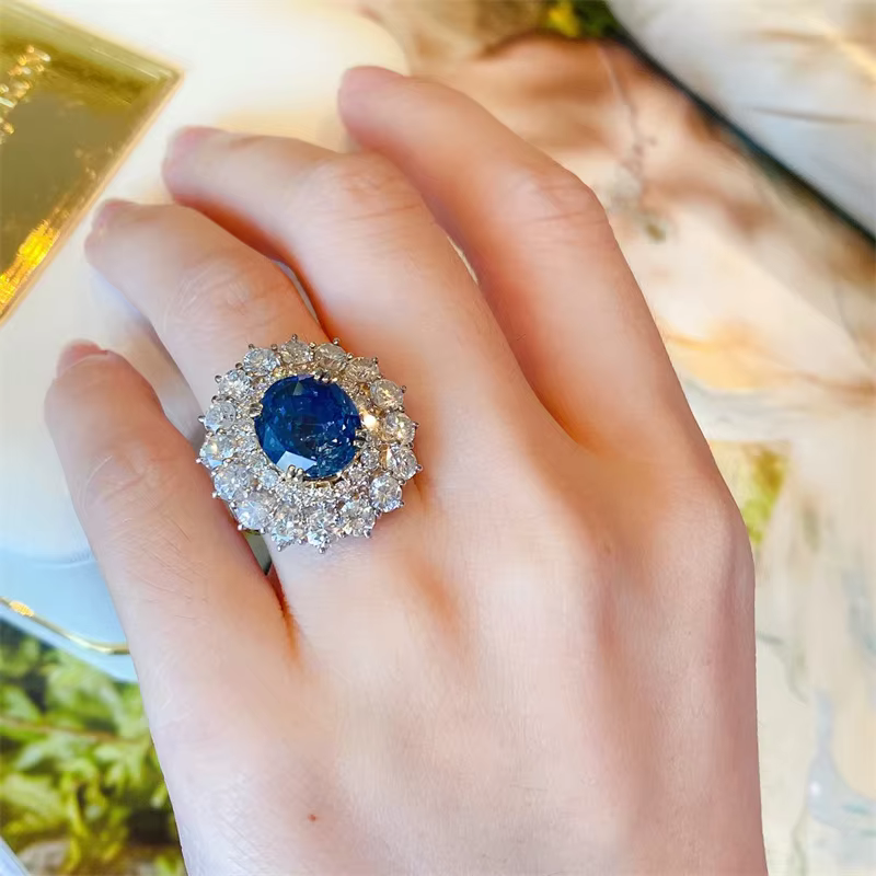 Bagues tournesol incrustées de diamants scintillants de haute qualité pour femmes, bague en pierres 